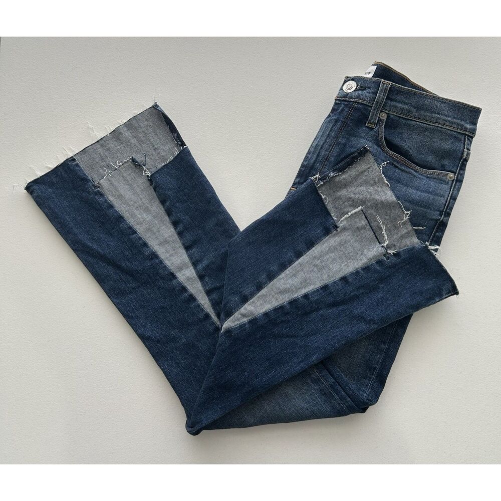 HUDSON Holly High Rise Crop Flare Slit Hem Jeans Size 29 Distressed